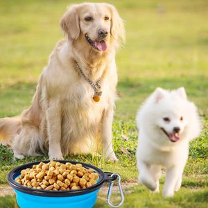 Grosir minuman portabel perjalanan luar ruangan mangkuk air mulut lembut untuk anjing mangkuk pengumpan makanan dapat dilipat warna acak - Product Image 5