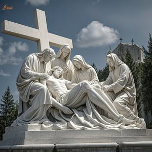 Cristiano católico famoso gran piedra tallada Jesús 14 estación decimotercera estación mármol blanco Jesús cuerpo abajo de la Cruz estatua - Product Image 1