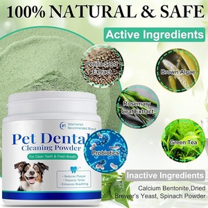 Poudre de nettoyage dentaire OEM naturelle pour animaux de compagnie Poudre orale élimine le tartre et rafraîchit l'haleine avec du thé vert et des probiotiques pour chiens - Product Image 2