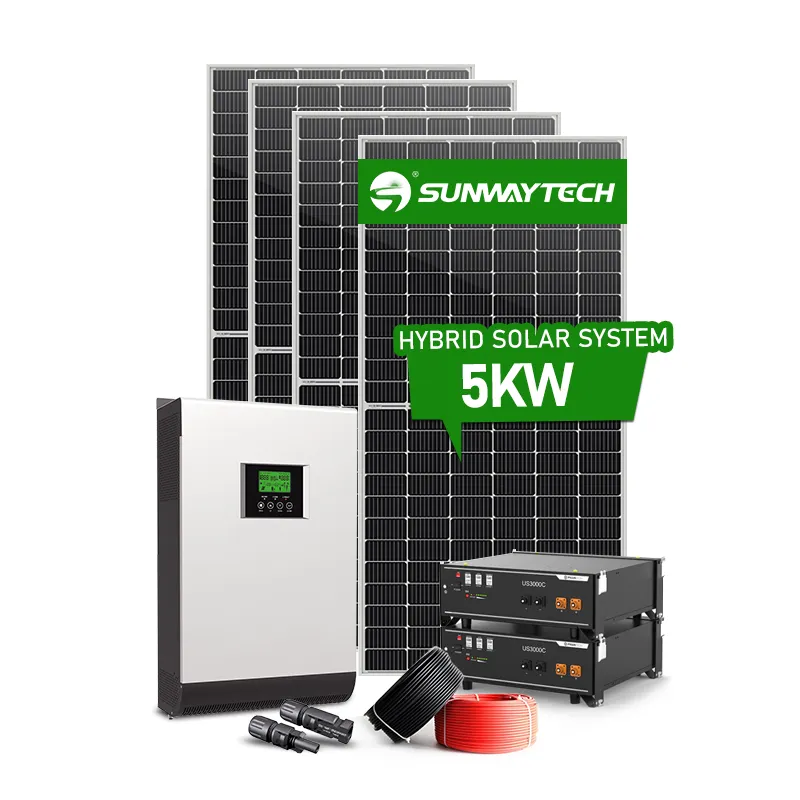 재생 가능 태양 발전기 5kw 하이브리드 홈 태양 전지 패널 키트 태양 에너지 시스템 배터리 충전기