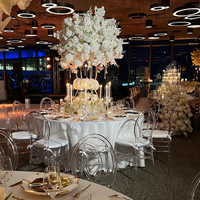 Support à fleurs double anneau en métal doré pour fleurs artificielles en soie, idéal pour la décoration de centre de table de mariage