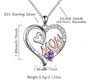 Collier Cœur Maman avec 12 Pierres de Naissance - Bijou Pendentif Personnalisé <span class=keywords><strong>Famille</strong></span> Mère - Acier Inoxydable Doré - Product Image 2