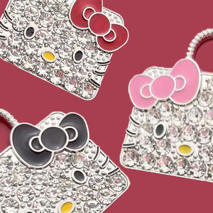 Luxuriöse Handyhüllen-Anhänger zum Basteln: Designer-Metalldekoration mit Katzenmotiv, Schleife und funkelnden Diamanten - Product Image 5