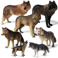 Jouets pour enfants yxs : Modèles de simulation d'animaux transfrontaliers – Loups sauvages, grands loups gris, loups de prairie, loups rugisseurs, loups arctiques, loups féroces