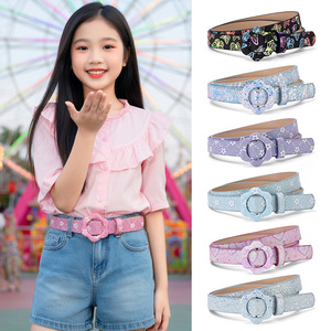 Cinturón Infantil Moderno con Diseño de Estrellas para Niñas, Brillante, de Cuero PU, Estilo Coreano, Combinable con Todo, Accesorio de Moda - Product Image 1