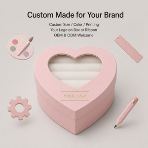 Boîte cadeau rose pastel mate en forme de cœur avec fenêtre et insert en acétate pour chocolats et bijoux, vente en gros directe usine - Product Image 5