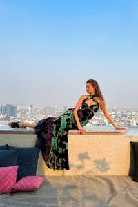 Robe décontractée Maxi Boho Style pour femmes confortable coupe ample dos nu Wrap glands taille naturelle cravate colorant imprimé pour la plage - Product Image 5