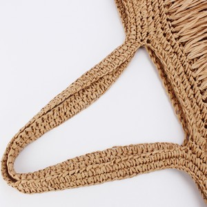 Bolso de Playa Casual de Verano con Borlas Largas, Bolso de Ganchillo Natural Marrón, Bolso de Paja de Papel de Alta Calidad para Regalo Promocional - Product Image 6