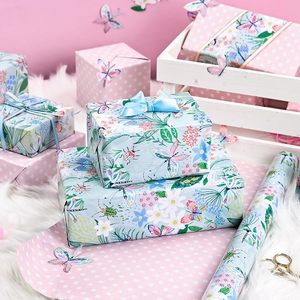 Butterfly Floral <b>Wrapping</b> <b>Paper</b> Roll 47.23 Sq Ft Double Side Art <b>Paper</b> For Baby Shower Birthday Wedding - Product Image 4
