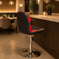 Chaise de bar JOHOOFURNITURE en cuir PU noir et rouge, style racing, avec garniture, hauteur réglable, pour comptoir, vente en gros, usage commercial pour pub