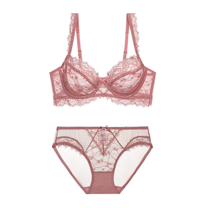 Sous-vêtements pour femmes en gros, lingerie transparente sexy en dentelle, <span class=keywords><strong>soutien</strong></span>-<span class=keywords><strong>gorge</strong></span> à armatures, <span class=keywords><strong>soutien</strong></span>-<span class=keywords><strong>gorge</strong></span> à bonnets souples et ensembles de culottes - Product Image 4