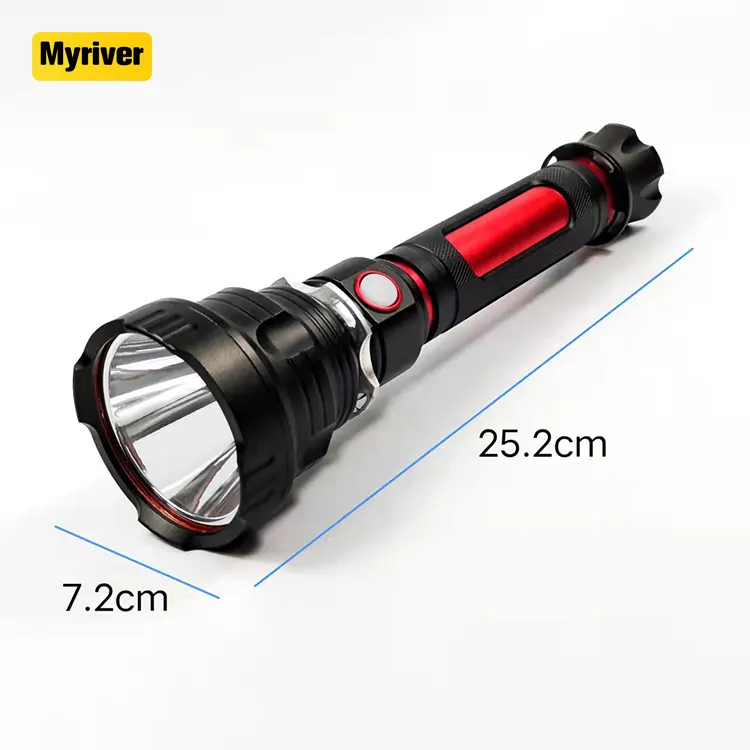 Myriver Long Beam Spotlight Camping Hiking Glowing Tactical Led Flashlight Self Defensive Military Grade High/Low Torch Light