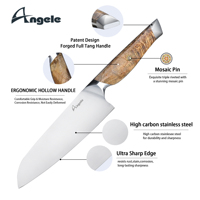 Couteau de chef en acier allemand à haute teneur en carbone de 7.9 pouces, conception brevetée, manche en bois forgé, ambidextre écologique