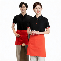 Polo unisexe en tissu tricoté en polyester, écologique, avec impression par transfert thermique, à manches courtes et fermeture boutonnée, pour uniforme de café-bar et restaurant