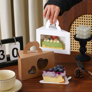 Boîte à gâteau triangulaire pour pâtisserie, avec fenêtre et poignées écologiques recyclables, idéale pour les réceptions et les cadeaux - Product Image 3