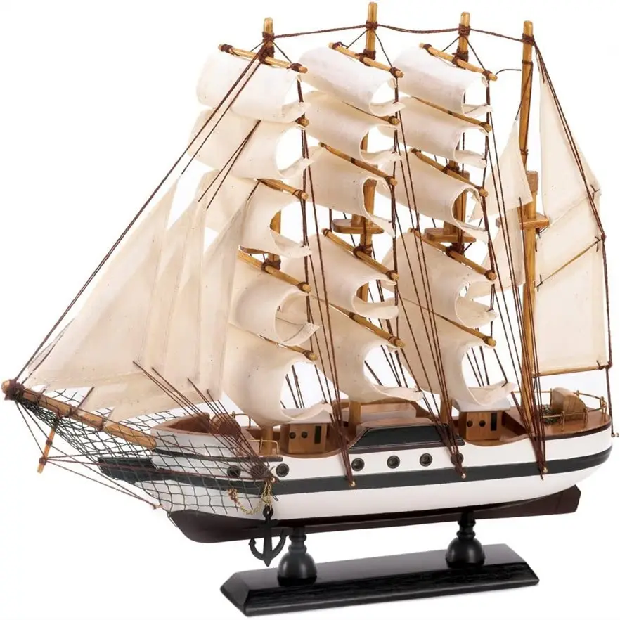 Scultura in legno fatta a mano artigianato artistico pirata arabo vichingo modello di barca a vela modello di nave barche nautica beach ocean decor