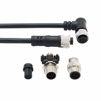 Kabel Konektor Sirkular Berkode A 8-Pole M8, Lurus Jantan/Betina, Kabel Sensor & Aktuator Industri Tahan Air IP67