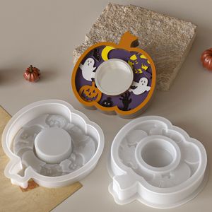 Cimento De Gesso Halloween Pumpkin Candle Holder Silicone Mold Adequado para Ghost Bat Candle Cup Mold Decoração Para Casa - Product Image 2