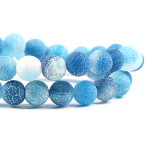 Natürlicher gefroste ter rissiger Achat, bunte matte Achat lose Perlen für DIY-Schmuck herstellung 4mm 6mm 8mm 10mm, 38cm - Product Image 3