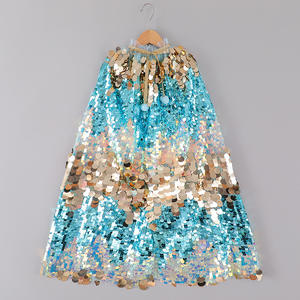 Boutique Kids Mermaid Cape Custom Children Fantasy Princess Cloak Tul con lentejuelas para fiestas y cumpleaños Bufandas y chales - Product Image 6