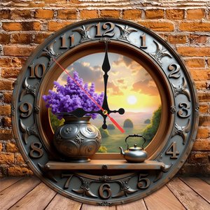 <b>Round</b> Wooden Wall Clock 25Cm Modern Farmhouse Silent Non Ticking Home Decor Clock - Product Image 4