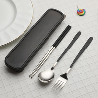 Cuillère Coréenne Fourchette Baguettes Camping Couverts En Acier Inoxydable Argenterie Portable Couverts Ensembles Voyage Couverts Ensemble Avec Étui
