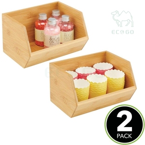Boîte de rangement pour aliments en bambou à grande ouverture pour armoires de cuisine garde-manger - Product Image 3