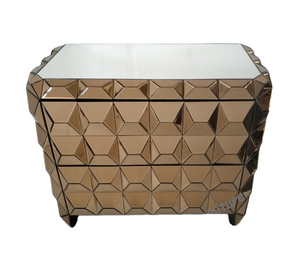 Bronze Brown Color <strong>Mirrored</strong> 3D Facet Three Drawers Chest Dressing <strong>Table</strong> for Living Room Bedroom Furniture - Product Image 1