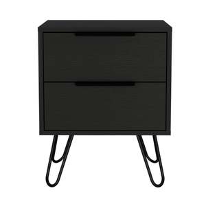 Augusta 2 <b>Drawer</b> Nightstand Black Hairpin Legs <b>Side</b> <b>Table</b> End <b>Table</b> - Product Image 4