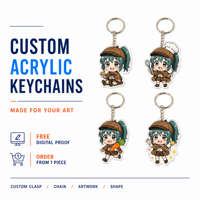 Porte-clés personnalisé en acrylique Anime, découpé sur mesure, forme personnalisée, chaîne en acrylique de 2 mm, impression couleur vive, directement de l'usine, OEM