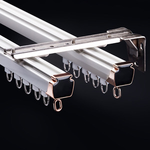 IKSUN Home Hotel Heavy Duty Silent <b>Curtain</b> Rail Rod Ripple Fold Aluminium Alloy <b>Curtain</b> Track With Double Bracket Runners - Product Image 5