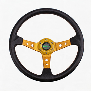 Volant de course universel Dhsmt Original 14 350mm en aluminium PU à 3 branches profondes pour karting et drift, avec poignée de 30mm - Product Image 2