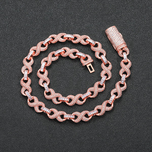 Collana <span class=keywords><strong>Infinito</strong></span> BES Fashion Personalizzata in Stile Hip Hop con Zirconi Cubici, Catena a Maglie Infinite Placcata Oro Rosa per Uomo e Donna - Product Image 6