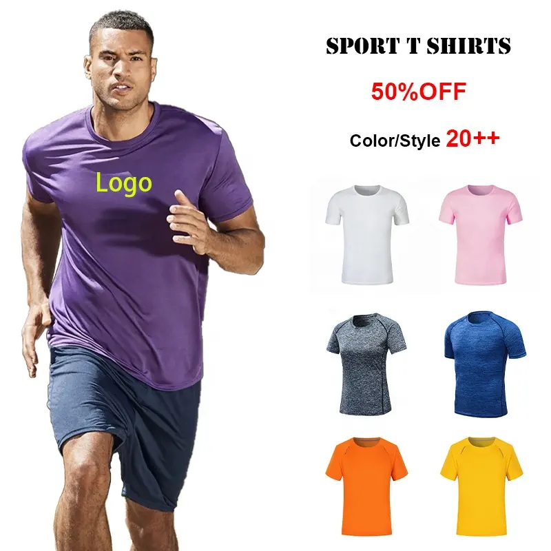 Kostenlose Probe Feuchtigkeit Wicking Blank Running T-Shirt Plain Quick Dry Workout Sport T-Shirt Camiseta Custom Polyester T-Shirt
