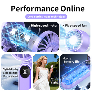 Ventilateur portable <span class=keywords><strong>mini</strong></span> 5 vitesses, 1200 mAh, rechargeable, avec affichage numérique, ventilateur de poche, cadeaux sympas pour l'été - Product Image 3