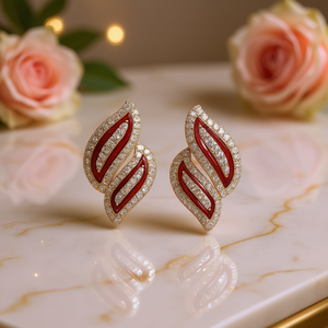 Boucles d'oreilles de luxe géométriques en cristal plaqué or blanc pour femmes, bijoux de fête E3442 - Product Image 2