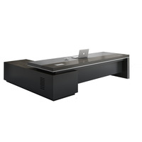 Ensemble table et chaise de bureau du patron avec bibliothèque - Mobilier de direction moderne et épuré