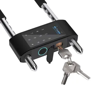 TOPTEQ Cerradura inteligente para puertas de vidrio Tuya Huella digital Cerradura digital en forma de U Cerradura de alarma de bicicleta de motocicleta