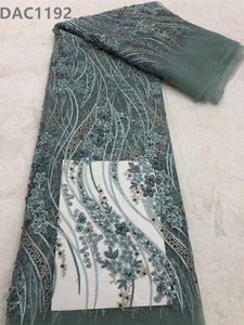 Tela de encaje de tul lila con cuentas y lentejuelas bonitas telas de encaje de malla para vestido de novia - Product Image 5