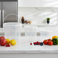 Seau en plastique PP de qualité alimentaire multi-tailles, seau d'emballage en gros, seaux en plastique transparent avec couvercles par défaut