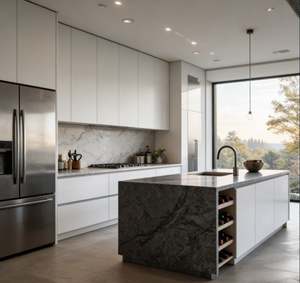 Juego de Muebles de Cocina de Madera Personalizados BALOM, Listos para Armar, Diseño Modular con Alacena y Estantes Superiores para Espacios Pequeños - Product Image 3