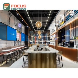 Minimal Cafe Service Counter Black <b>Walnut</b> Finish Coffee Bean Display Area Storefront Service Counter - Product Image 6