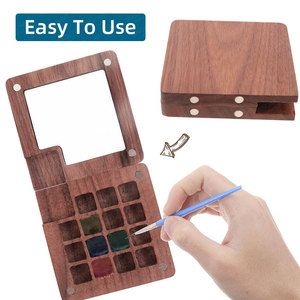 <span class=keywords><strong>Palette</strong></span> de peinture aquarelle portable SINOART, 15 compartiments, mini <span class=keywords><strong>palette</strong></span> en bois avec couvercle, boîte de <span class=keywords><strong>palette</strong></span> de voyage carrée pour économiser la peinture - Product Image 4