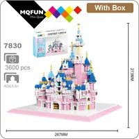 Zrk 7830 Wereld Architectuur Droom Pretpark Roze Kasteel 3D Mini Diamant Blokken Bricks Building Speelgoed Voor Kinderen Meisjes Gift