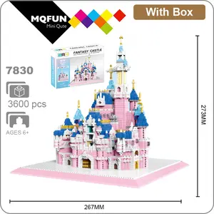 Оптовые продажи 3d настроить замок-ZRK 7830 мир архитектура сон парк развлечений розовый замок 3D Алмазные мини-блоки кирпичи строительные игрушки для детей подарок для девочек