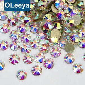 Best Quality 2088 16 Cut 8 Big 8 Small Facets Crystal AB Flat Back Non Hot Fix Nail Rhinestones For Nail Art