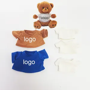 Persediaan Sublimasi Kemeja Dasar Putih Pakaian Beruang Teddy Logo Kustom dan Warna Boneka Pakaian Hewan