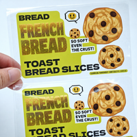 Étiquette alimentaire transparente personnalisée en BOPP, autocollante, imperméable et résistante à l'huile pour l'emballage du pain et des produits de boulangerie