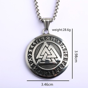 Collar con Colgante de Acero Inoxidable Estilo Nórdico Retro, Amuleto Vikingo con Runas, Diseño Geométrico, Unisex, para Regalo - Product Image 5