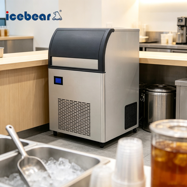 120KG/24H Commercial Cube Ice Maker Automatic Portable Ice Making Machine with Ice Dispenser for Hotel Cafe Bar Restaurant